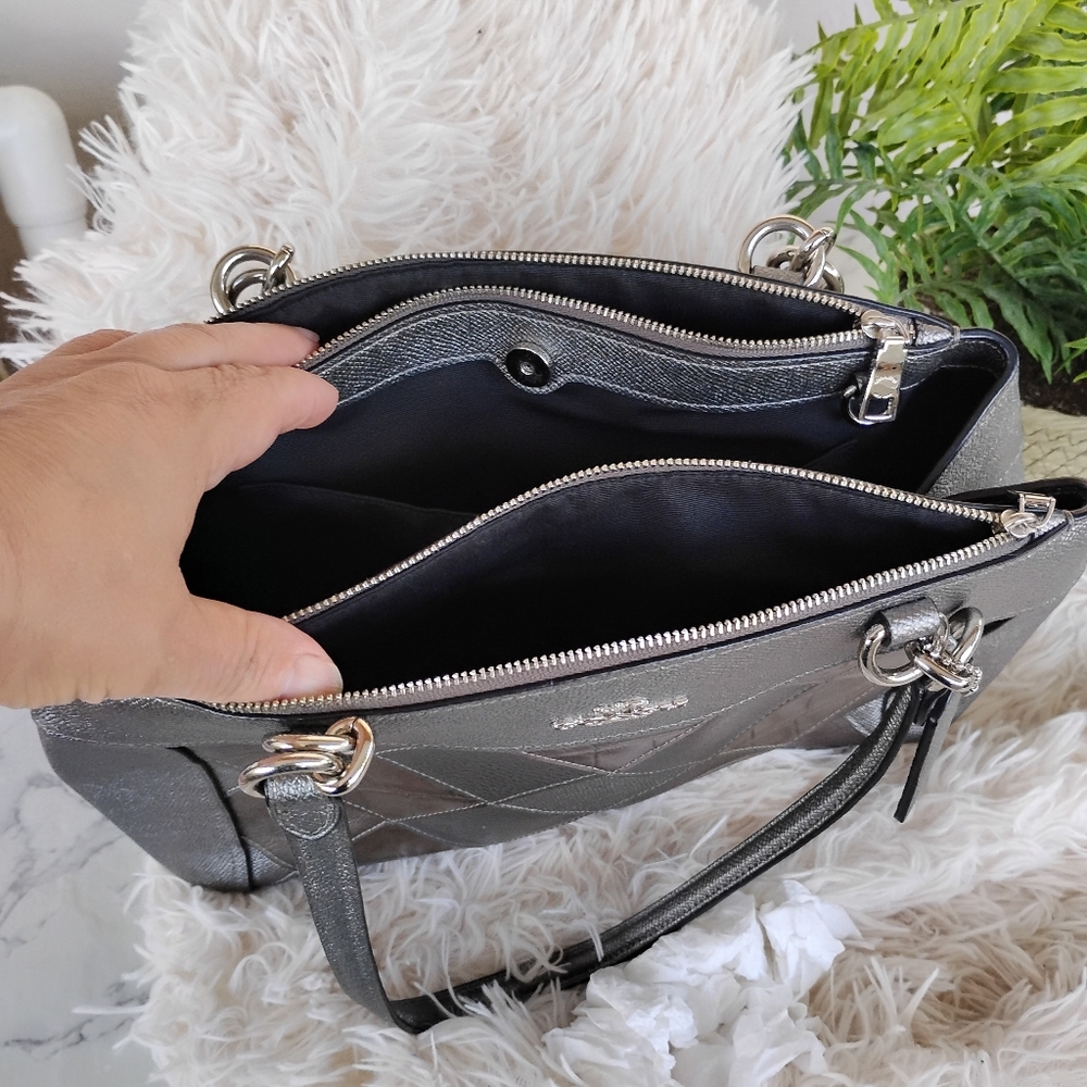 Coach Silver and Gray Patchwork Shoulder Bag - image 4